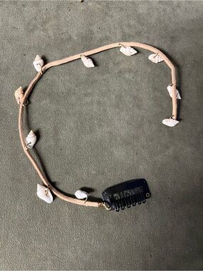 Shell Charm Beige clip on Hair comb on tan suede lace